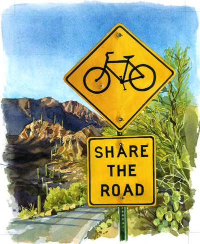 Share the Road, Gates Pass, 2004 by Lucy Masterman